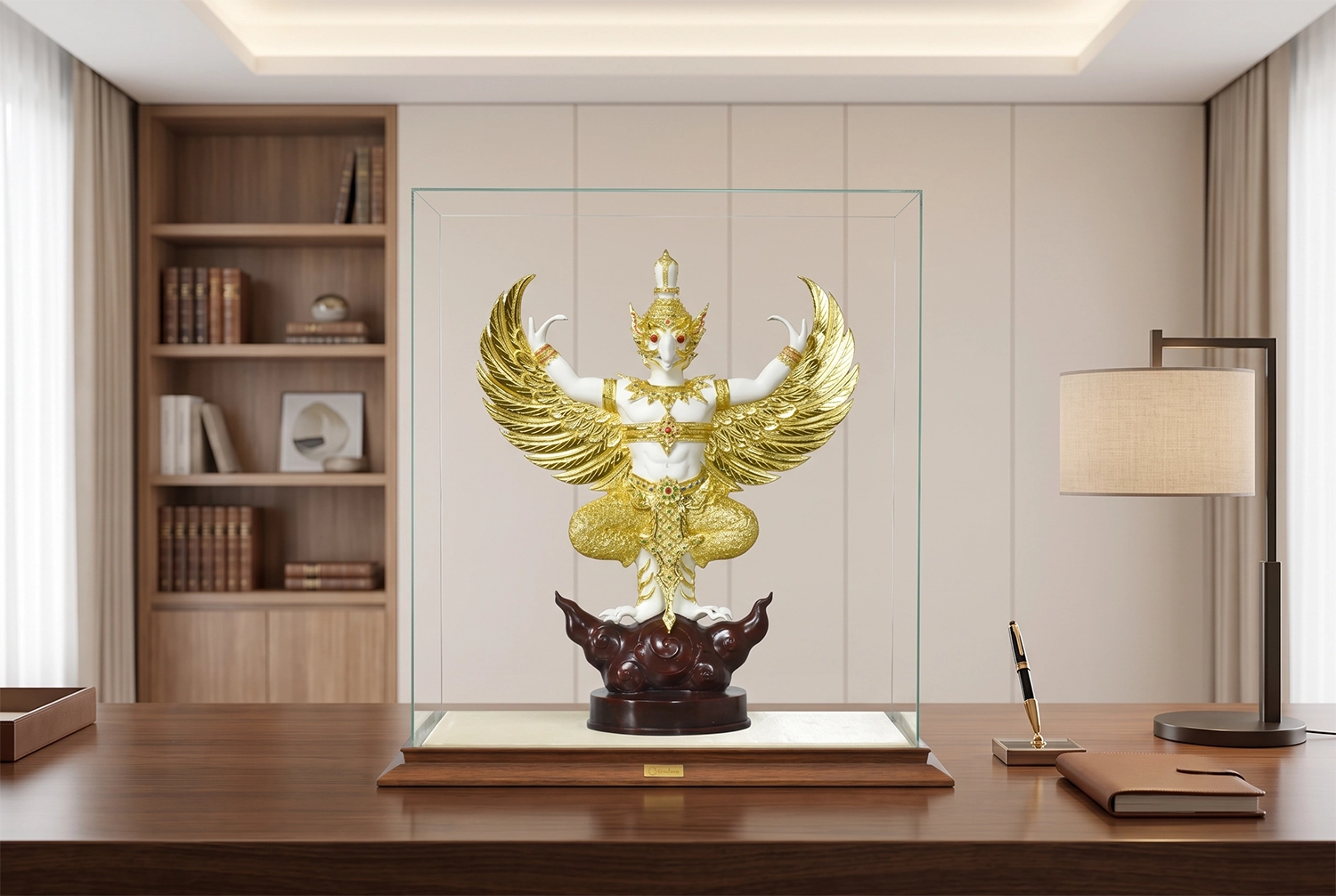 ปีกพญาครุฑกางอย่างมั่นคง สื่อถึงการปกป้องคุ้มครองและความเข้มแข็ง